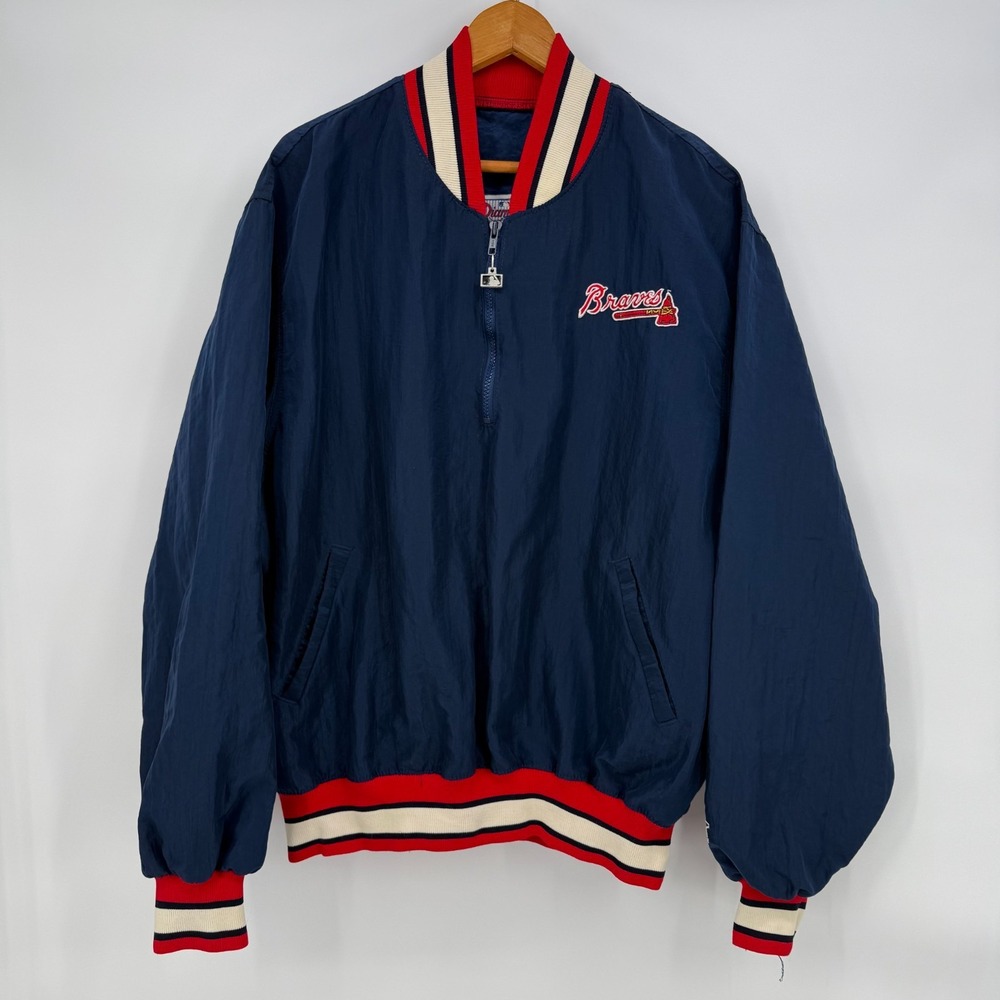 Vintage Starter Atlanta Braves Diamond Collection 1/2 Zip Jacket USA XL MLB